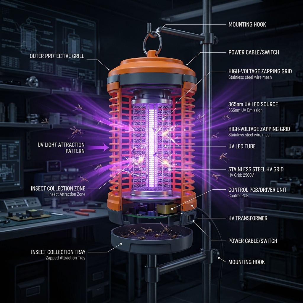 365nm UV phototaxis light attraction technology diagram